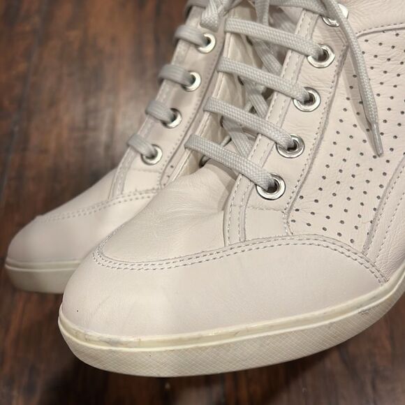 geox eleni wedge sneaker white Italian leather Euro size 40 US  size 8.5 in EUC - Picture 7 of 13